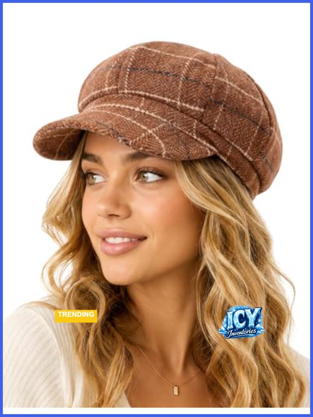 Vintage Plaid Newsboy Cap Paperboy Hat Structured Crown Curved Brim